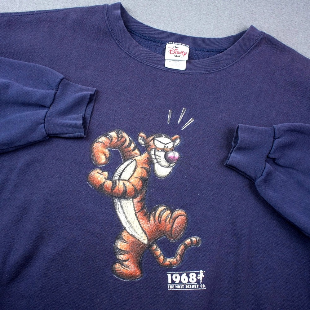 Vintage Disney Tigger 1968 Walt Disney Co. Blue Crewneck Sweatshirt Men's XL